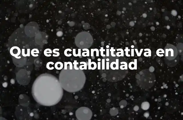 Que es Cuantitativa en Contabilidad