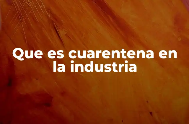 Que es Cuarentena en la Industria