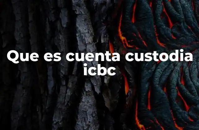 Que es Cuenta Custodia Icbc