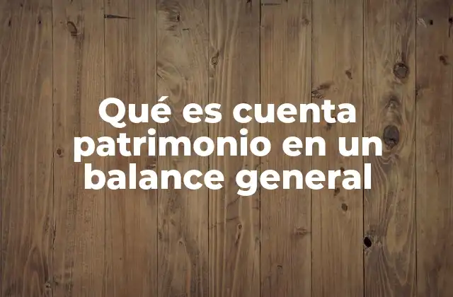 Qué es Cuenta Patrimonio en un Balance General