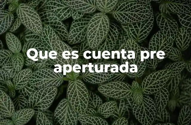 Que es Cuenta Pre Aperturada