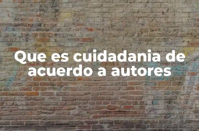 Que es Cuidadania de Acuerdo a Autores