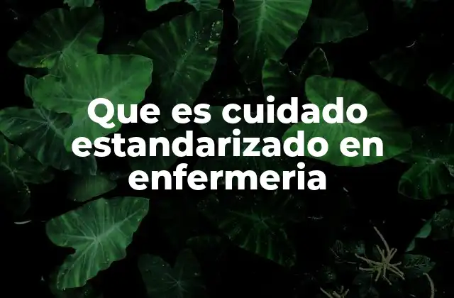 Que es Cuidado Estandarizado en Enfermeria