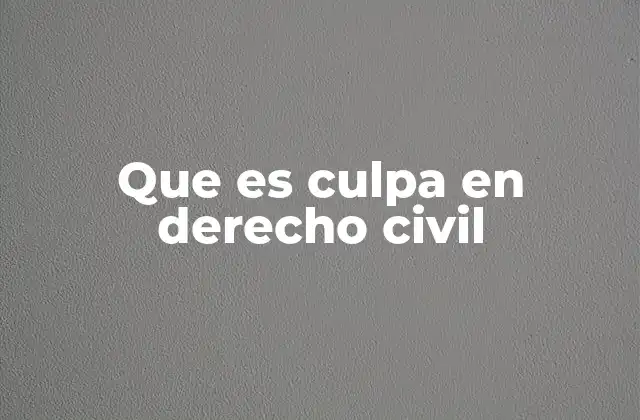 Que es Culpa en Derecho Civil