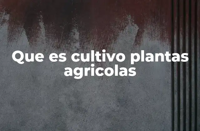 Que es Cultivo Plantas Agricolas