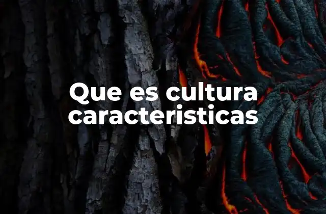 Que es Cultura Caracteristicas