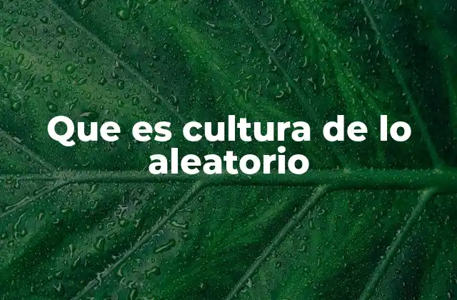 Que es Cultura de Lo Aleatorio