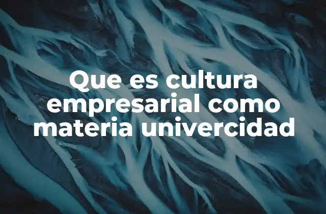 Que es Cultura Empresarial como Materia Univercidad