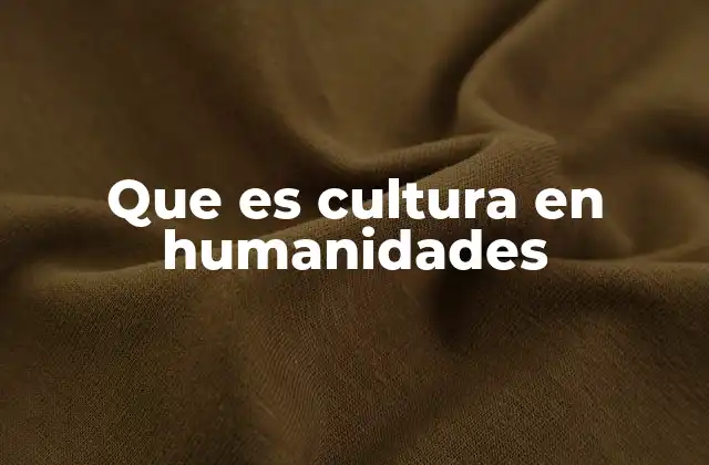 Que es Cultura en Humanidades