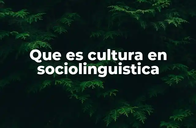 Que es Cultura en Sociolinguistica