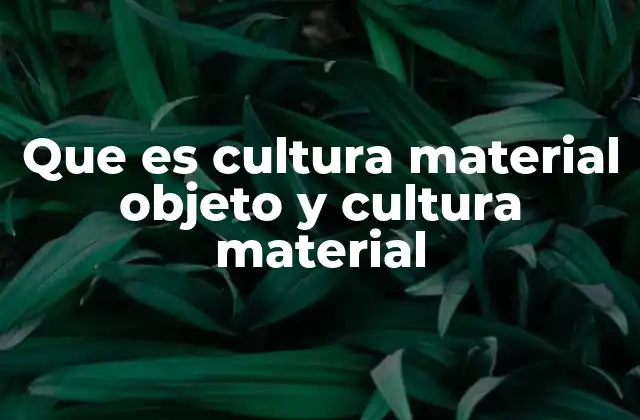 Que es Cultura Material Objeto y Cultura Material