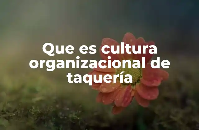 Que es Cultura Organizacional de Taquería