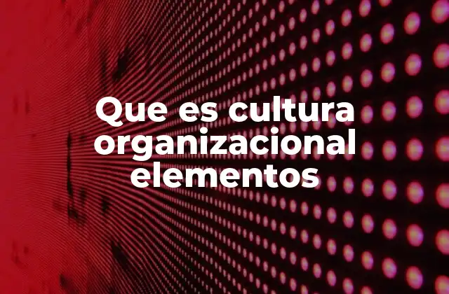 Que es Cultura Organizacional Elementos