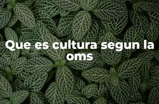 Que es Cultura Segun la Oms