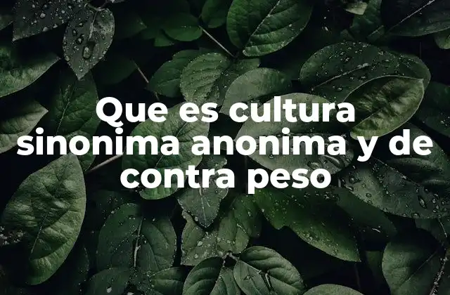 Que es Cultura Sinonima Anonima y de contra Peso