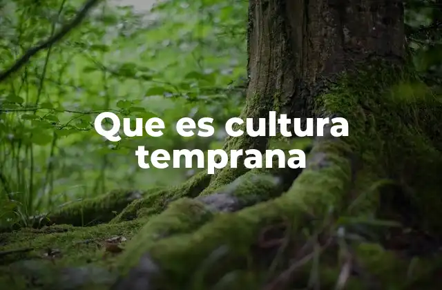 Que es Cultura Temprana