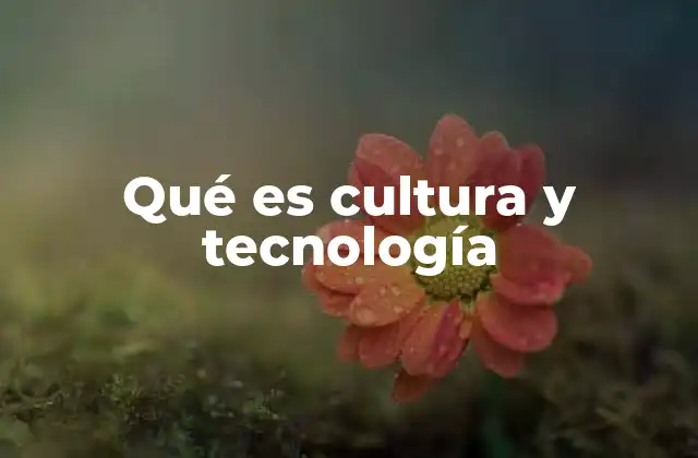 Qué es Cultura y Tecnología