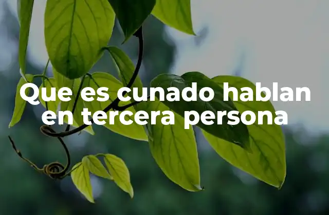 Que es Cunado Hablan en Tercera Persona