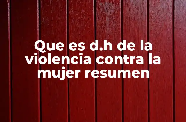 Que es D.h de la Violencia contra la Mujer Resumen