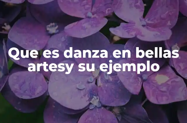 Que es Danza en Bellas Artesy Su Ejemplo