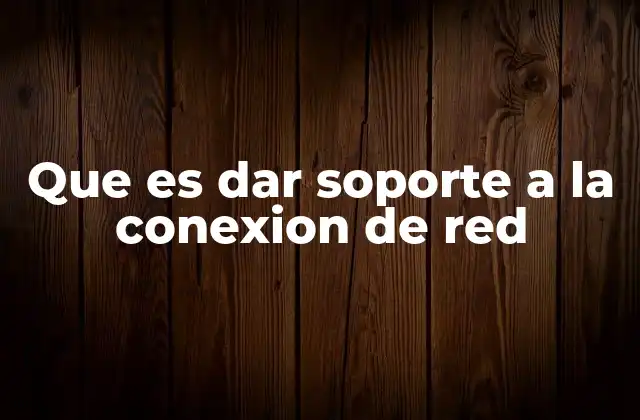 Que es Dar Soporte a la Conexion de Red