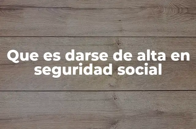 Que es Darse de Alta en Seguridad Social