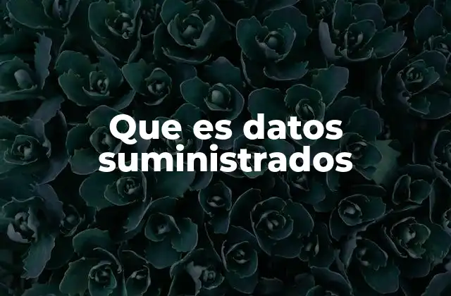 Que es Datos Suministrados