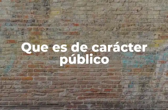 Que es de Carácter Público