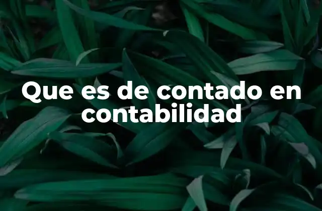 Que es de Contado en Contabilidad