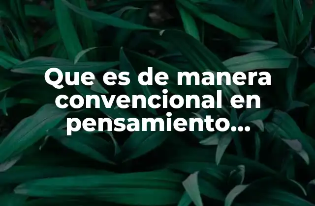 Que es de Manera Convencional en Pensamiento Matemático en Preescolar
