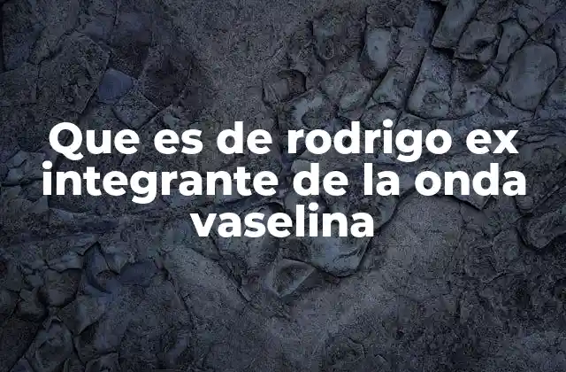 Que es de Rodrigo Ex Integrante de la Onda Vaselina