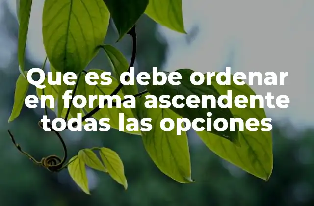 Que es Debe Ordenar en Forma Ascendente Todas las Opciones