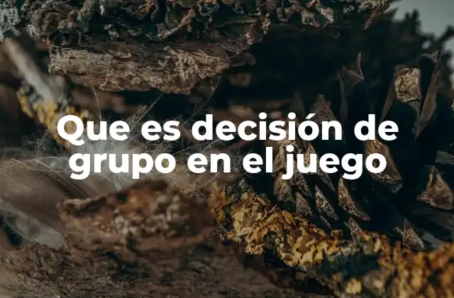 Que es Decisión de Grupo en el Juego