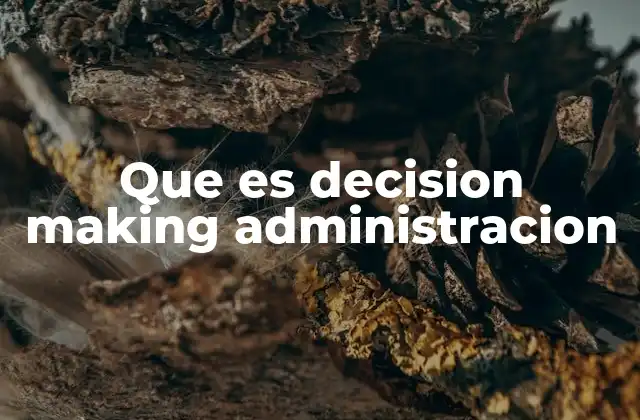 Que es Decision Making Administracion
