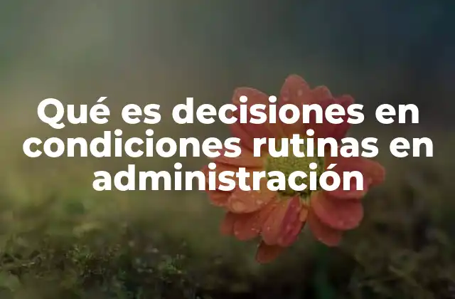 Qué es Decisiones en Condiciones Rutinas en Administración