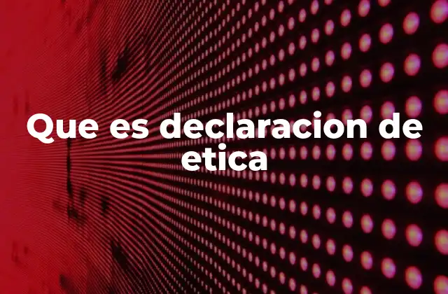 Que es Declaracion de Etica