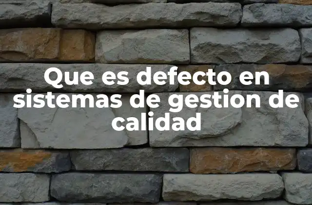 Que es Defecto en Sistemas de Gestion de Calidad
