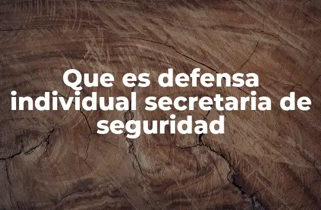 Que es Defensa Individual Secretaria de Seguridad