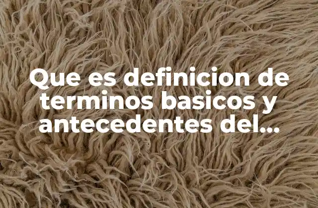 Que es Definicion de Terminos Basicos y Antecedentes Del Problema