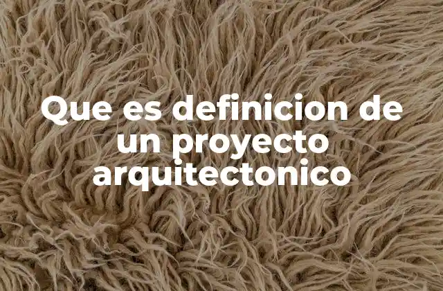 Que es Definicion de un Proyecto Arquitectonico