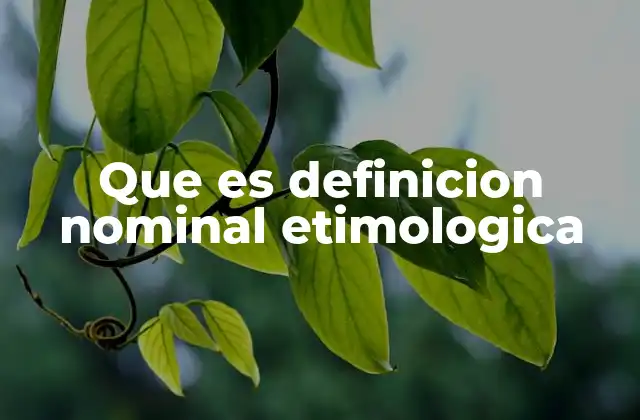 Que es Definicion Nominal Etimologica 2 El origen histórico de las palabras y su relevancia