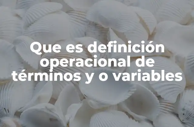 Que es Definición Operacional de Términos y o Variables