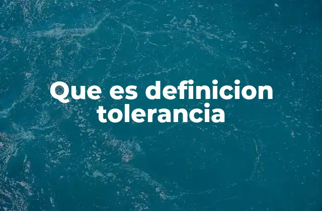 Que es Definicion Tolerancia