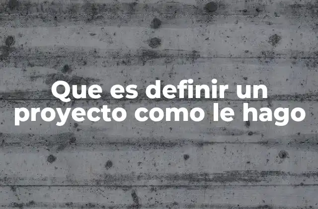 Que es Definir un Proyecto como Le Hago