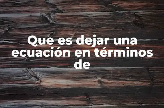 Que es Dejar una Ecuación en Términos de