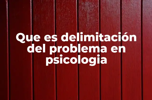 Que es Delimitación Del Problema en Psicologia