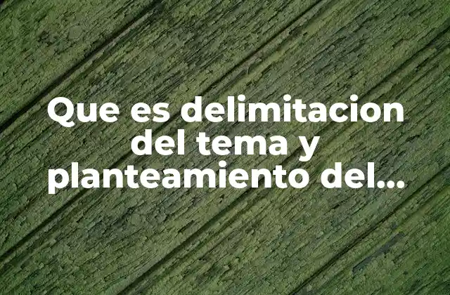 Que es Delimitacion Del Tema y Planteamiento Del Problema