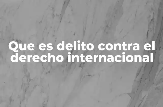 Que es Delito contra el Derecho Internacional 2 Tipos de conductas que constituyen delitos internacionales