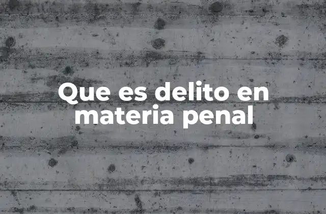 Que es Delito en Materia Penal