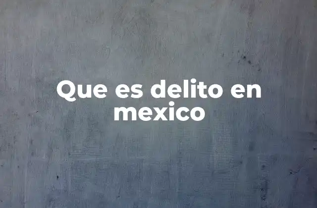 Que es Delito en Mexico